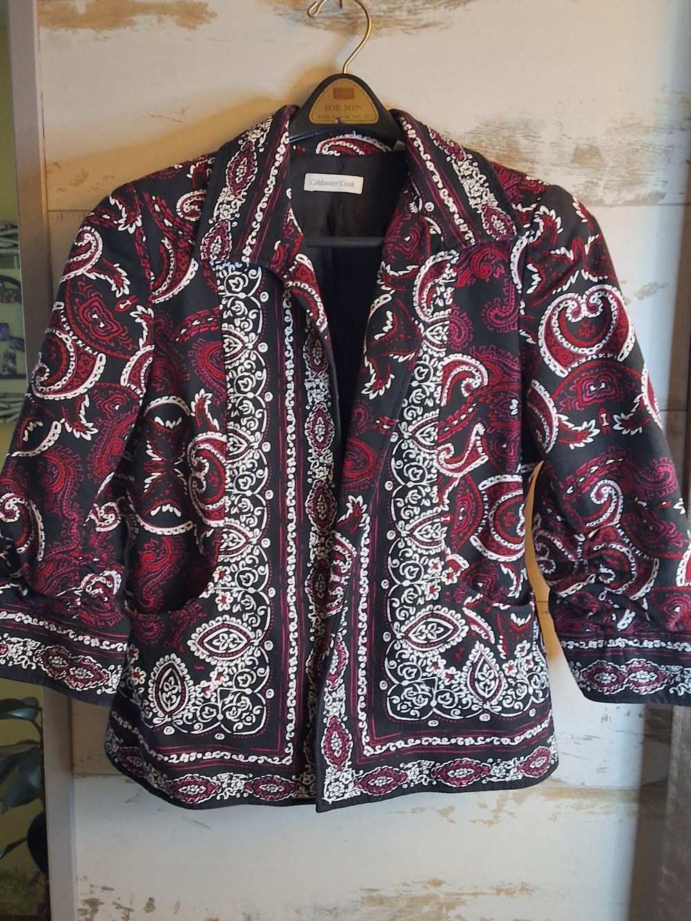 Black & Red Paisley Open Front Jacket Coldwater Creek Sz12
